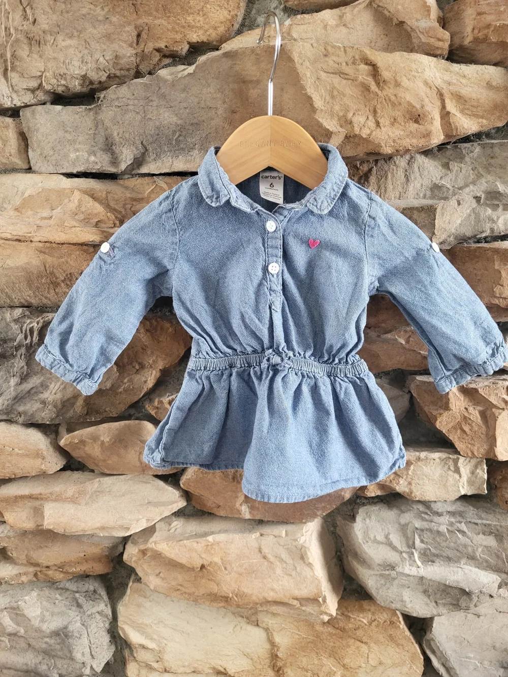 Carter's Denim Peplum Top with Pink Heart